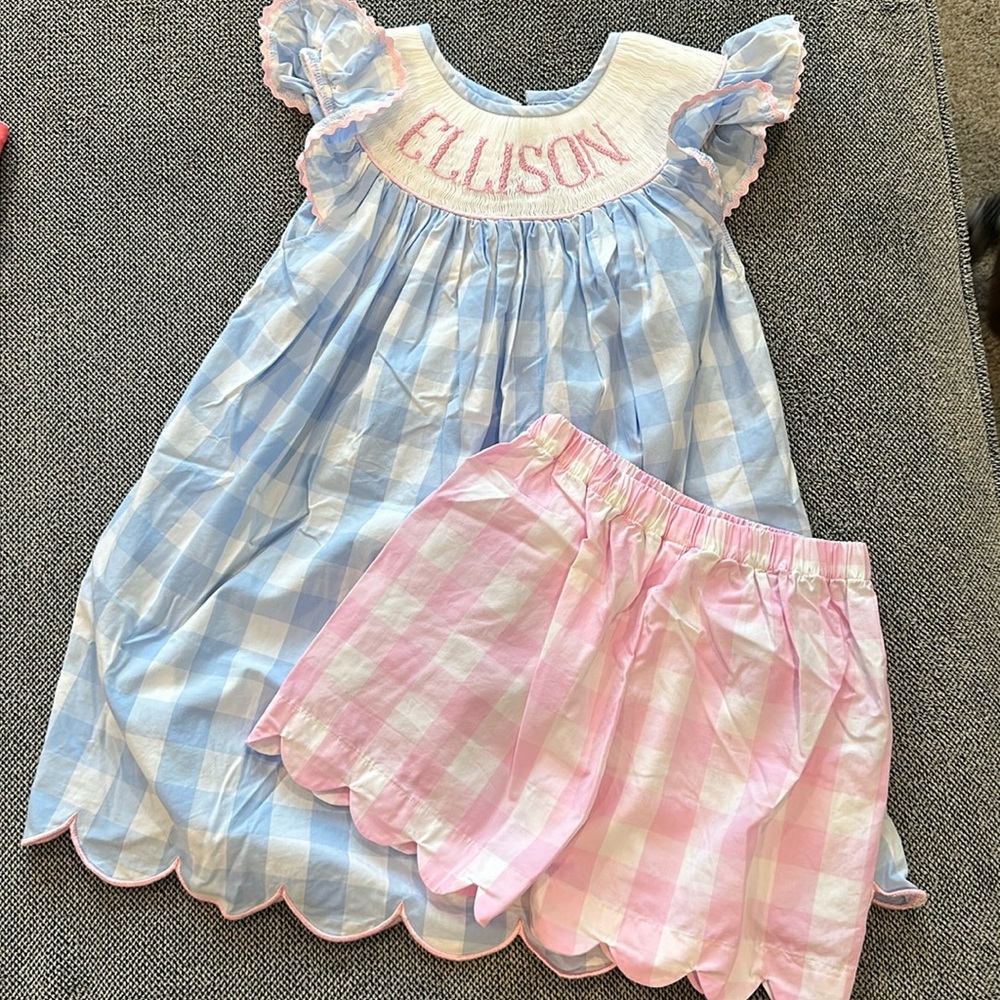 Name Smock Set Blue/Pink size 6